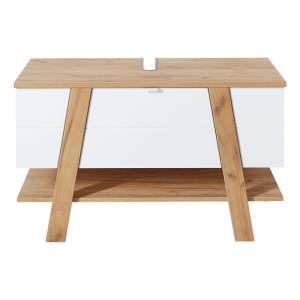Bílá skříňka pod umyvadlo v dekoru dubu 111×67 cm Novolino – Germania