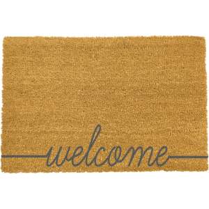 Šedá rohožka z přírodního kokosového vlákna Artsy Doormats Welcome Scribbled, 40 x 60 cm
