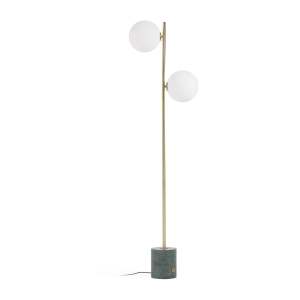 Stojací lampa v zeleno-zlaté barvě se skleněným stínidlem (výška 161 cm) Lonela – Kave Home