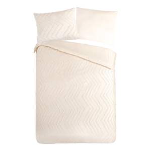 Krémové prodloužené povlečení na jednolůžko z mikrovlákna 140×220 cm Pure Zigzag – Good Morning