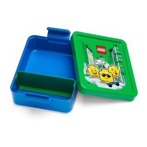 Modrý box na svačinu se zeleným víčkem LEGO® Iconic