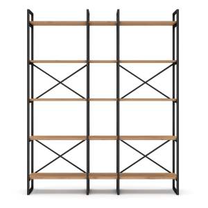 Černý/přírodní regál v dekoru dubu 144×175 cm Dusan – Marckeric