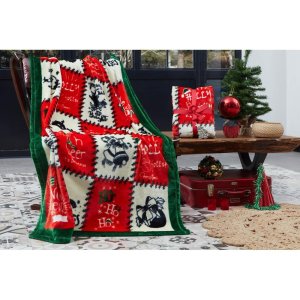Červená deka s vánočním motivem z mikroplyše 100×170 cm – Mila Home