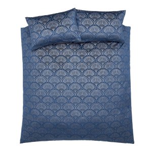 Modré povlečení na dvoulůžko 200×200 cm Art Deco Pearl – Catherine Lansfield