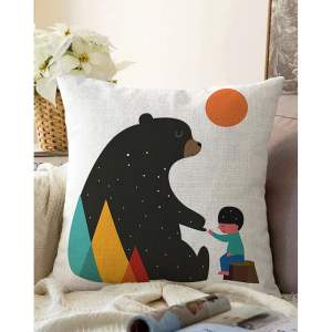 Povlak na polštář s příměsí bavlny Minimalist Cushion Covers Bear, 55 x 55 cm