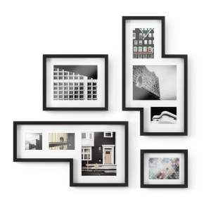 Černé plastové rámečky na zeď v sadě 4 ks 69×38 cm Mingle – Umbra