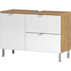 Bílá skříňka pod umyvadlo v dekoru dubu 80×56 cm Mauresa – Germania