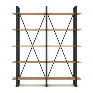 Černý/přírodní regál v dekoru dubu 150×180 cm Aviva – Marckeric