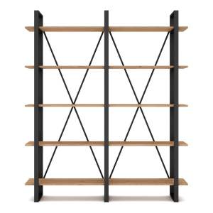 Černý/přírodní regál v dekoru dubu 150×180 cm Aviva – Marckeric