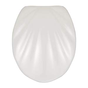Bílé WC sedátko se snadným zavíráním Wenko Premium Sea Shell, 45,5 x 38 cm