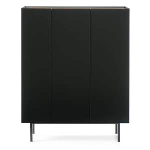 Černá vysoká komoda v dekoru dubu 95×120 cm Arista – Teulat