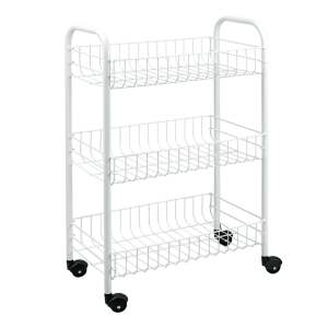 Bílý pojízdný stojan s 3 policemi Metaltex Siena