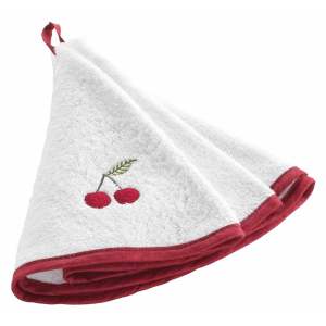 Červeno-bílý froté bavlněný ručník 60 cm Cerisette – douceur d’intérieur