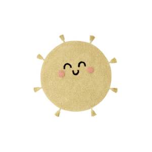 Žlutý pratelný ručně tkaný bavlněný dětský koberec ø100 cm You’re My Sunshine – Lorena Canals