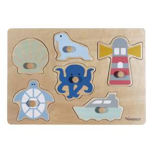 Dřevěné vkládací puzzle (počet dílků 6) Ocean – Kindsgut