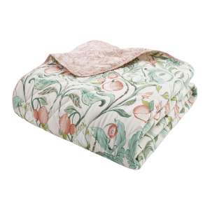 Zeleno-růžový přehoz na dvoulůžko 220×230 cm Clarence Floral – Catherine Lansfield