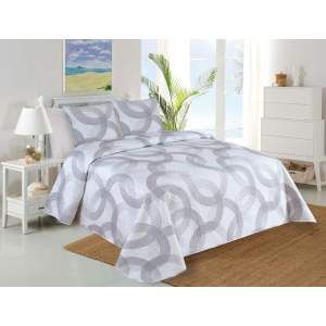 Bílo-šedý prošívaný set přehozu a povlaku na polštář 220×240 cm Circulo – My House