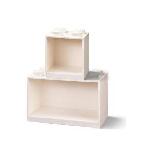 Sada 2 dětských bílých nástěnných polic LEGO® Brick