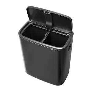 Tmavě šedý dotykový ocelový odpadkový koš na tříděný odpad 2×30 l Bo Touch Bin – Brabantia