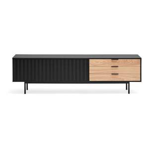 TV stolek v dekoru dubu v černo-přírodní barvě 180×52 cm Sierra – Teulat