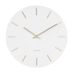 Bílé nástěnné hodiny s ručičkami ve zlaté barvě Karlsson Charm, ø 30 cm