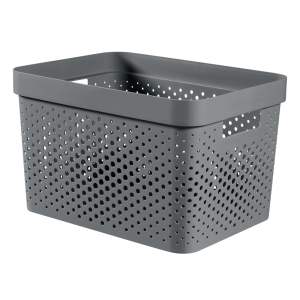 Šedý úložný košík Curver Infinity Dots, 17 l
