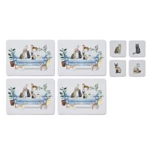 Prostírání a podtácky v sadě 8 ks Curious Cats – Cooksmart ®