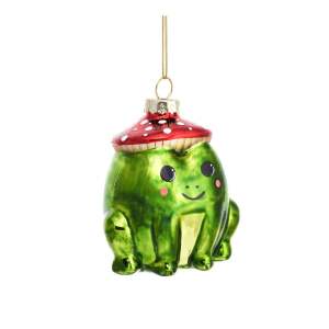 Skleněná ručně vyrobená vánoční ozdoba 7 cm Frog – Sass & Belle