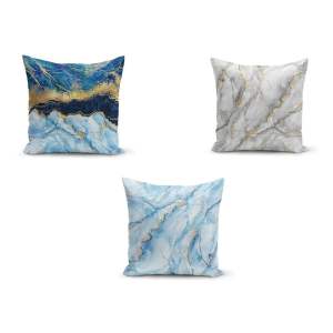 Sada 3 povlaků na polštáře Minimalist Cushion Covers Azuro Cassie, 45 x 45 cm