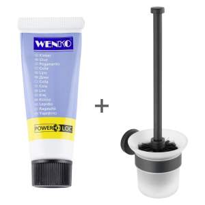Matně černá samodržící skleněná WC štětka Bosio – Wenko