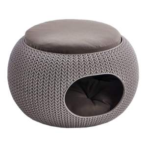 Hnědý plastový pelíšek pro kočky Curver Knit Home