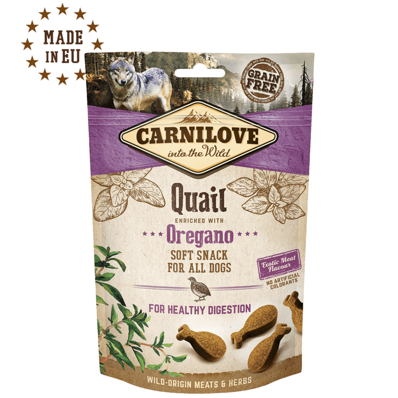 Carnilove Dog Semi Moist Snack Quail enriched with Oregano 200g – Expirace Carnilove Dog Semi Moist Snack Quail enriched with Oregano 200g – Expirace