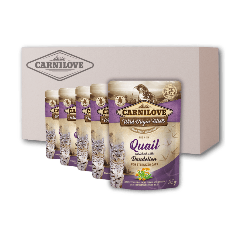 24 x Carnilove Cat Pouch Rich in Quail Enriched with Dandelion for sterilized 85g 24 x Carnilove Cat Pouch Rich in Quail Enriched with Dandelion for sterilized 85g