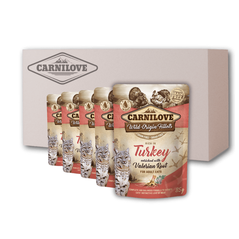 24 x Carnilove Cat Pouch Rich in Turkey Enriched with Valerian 85g 24 x Carnilove Cat Pouch Rich in Turkey Enriched with Valerian 85g