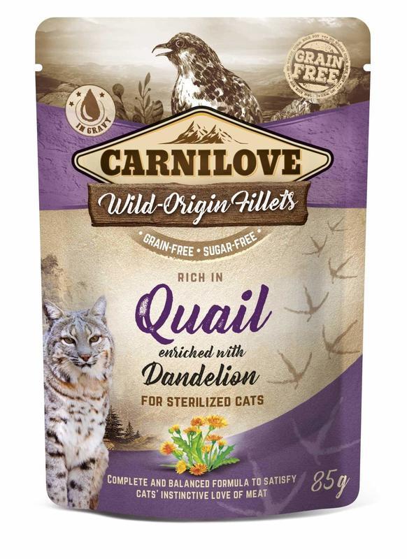 Carnilove Cat Pouch Rich in Quail Enriched with Dandelion for sterilized 85 g Carnilove Cat Pouch Rich in Quail Enriched with Dandelion for sterilized 85 g