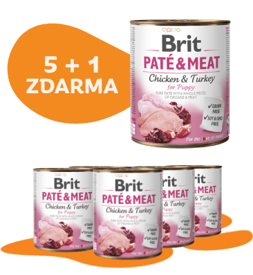 5 + 1 ZDARMA Brit Paté Meat for Puppy 800g 5 + 1 ZDARMA Brit Paté Meat for Puppy 800g