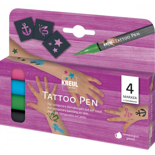 Kreul Sada Tetovací fix KREUL Tattoo Pen 4 ks KOTVA, HVĚZDA, MOTÝL Kreul Sada Tetovací fix KREUL Tattoo Pen 4 ks KOTVA, HVĚZDA, MOTÝL