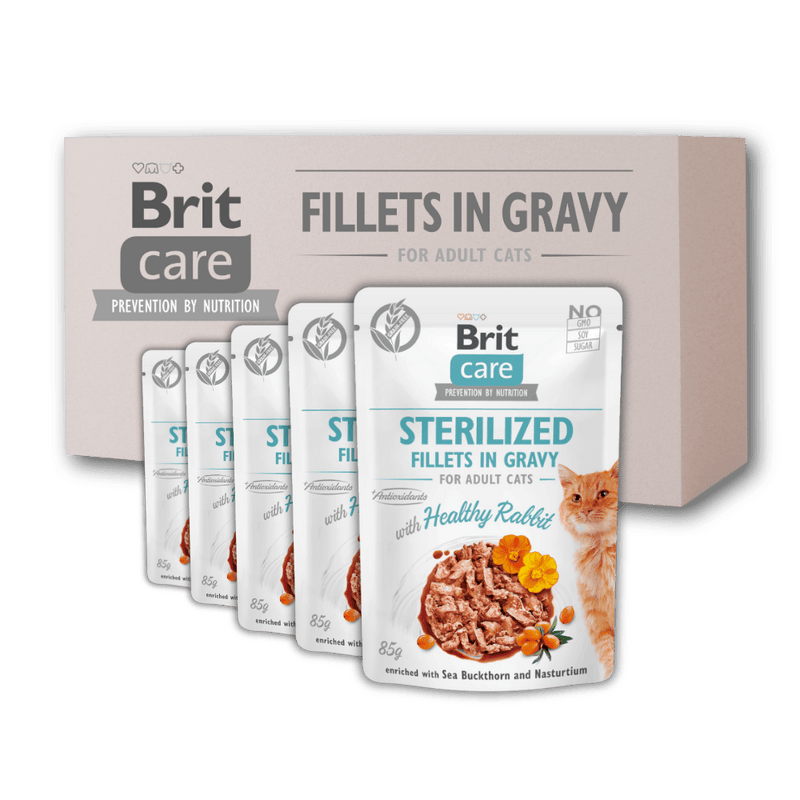 24 x Brit Care Cat Sterilized. Fillets in Gravy with Healthy Rabbit 85 g 24 x Brit Care Cat Sterilized. Fillets in Gravy with Healthy Rabbit 85 g