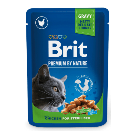Brit Premium Cat Pouches Chicken Slices for Sterilised 100 g Brit Premium Cat Pouches Chicken Slices for Sterilised 100 g