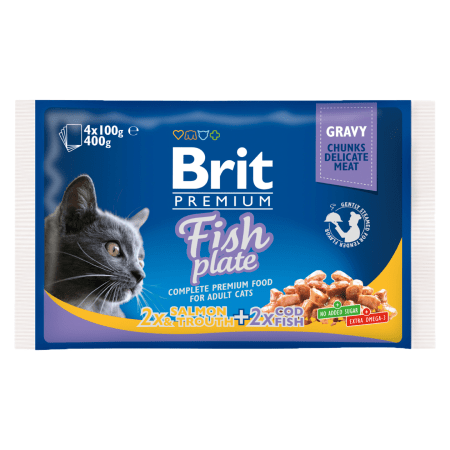 Brit Premium Cat Pouches Fish Plate (4×100 g) 400 g Brit Premium Cat Pouches Fish Plate (4×100 g) 400 g