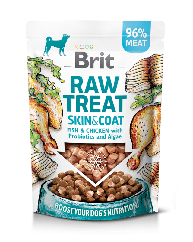 Brit RAW TREAT Skin & Coat. Freeze-dried treat and topper. Fish&Chicken 40 g Brit RAW TREAT Skin & Coat. Freeze-dried treat and topper. Fish&Chicken 40 g