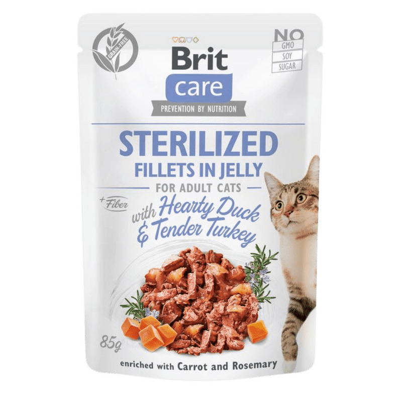Brit Care Cat Sterilized. Fillets in Jelly w Hearty Duck&Tender Turkey 85 g Brit Care Cat Sterilized. Fillets in Jelly w Hearty Duck&Tender Turkey 85 g