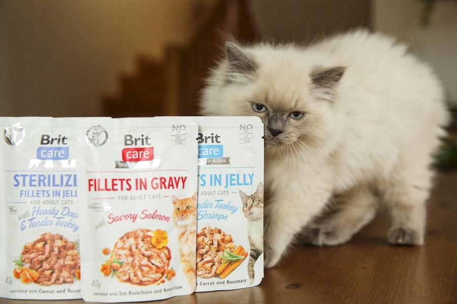 Brit Care Cat Sterilized. Fillets in Jelly w Hearty Duck&Tender Turkey 85 g - Obrázek 2