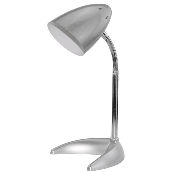 Stolní lampa se závitem E27, stříbrná se základnou ve tvaru C Stolní lampa se závitem E27, stříbrná se základnou ve tvaru C