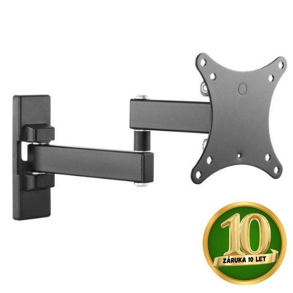 Držák na TV 13″-27″ na zeď Holmios, kloubový 90°h 3-10°v, nosnost 15kg, 10 let záruka Držák na TV 13″-27″ na zeď Holmios, kloubový 90°h 3-10°v, nosnost 15kg, 10 let záruka