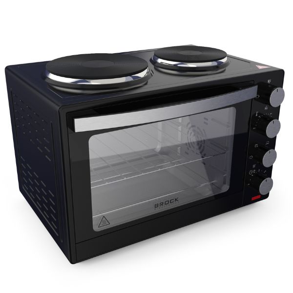 Elektrická horkovzdušná trouba Brock 30l v kombinaci s dvouplotýnkovým vařičem, 3200W Elektrická horkovzdušná trouba Brock 30l v kombinaci s dvouplotýnkovým vařičem, 3200W