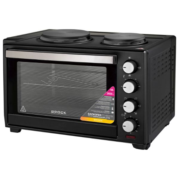 Elektrická horkovzdušná trouba Brock 48l v kombinaci s dvouplotýnkovým vařičem, 3600W Elektrická horkovzdušná trouba Brock 48l v kombinaci s dvouplotýnkovým vařičem, 3600W