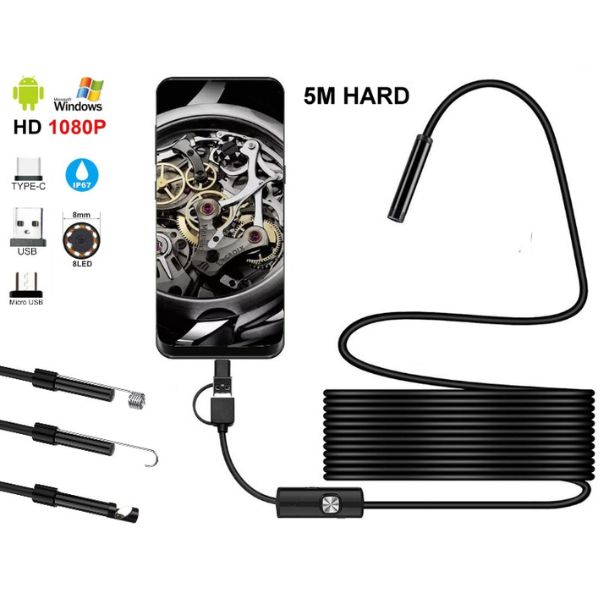 Inspekční kamera VX 820 HD, 1080P full HD, 5m, pevný kabel, Windows, Android, 3 nástavce Inspekční kamera VX 820 HD, 1080P full HD, 5m, pevný kabel, Windows, Android, 3 nástavce