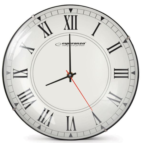 Velké nástěnné hodiny 30cm bílé na 1 baterii AA, římské číslice Velké nástěnné hodiny 30cm bílé na 1 baterii AA, římské číslice
