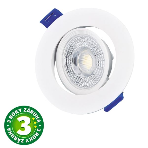 Prémiové výklopné podhledové bodové LED svítidlo 7W 510lm, studená, kruh, 8,5cm, 3 roky Prémiové výklopné podhledové bodové LED svítidlo 7W 510lm, studená, kruh, 8,5cm, 3 roky